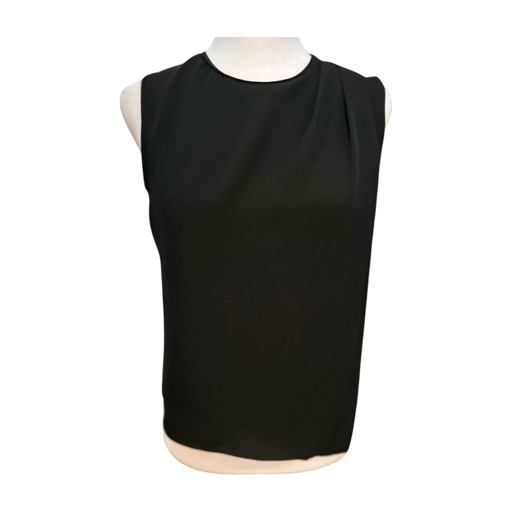 🖤 Theory Elegant Draped Sleeveless Shoulder Top in Silk Georgette-Sz P🖤